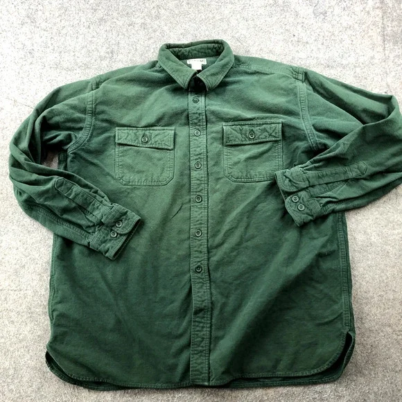 LL Bean Shirt Mens XL Green Regular Fit Button Up Thick Casual Flannel - Picture 1 of 8